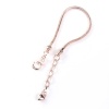 Picture of Copper European Style Snake Chain Charm Bracelets Rose Gold Heart W/ Lobster Claw Clasp And Extender Chain 16cm(6 2/8") long, 1 Piece
