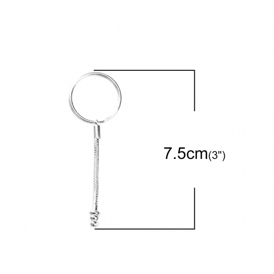 Immagine di Rame Anello Portachiavi Tondo Argento Placcato 75mm x 25mm, 2 Pz