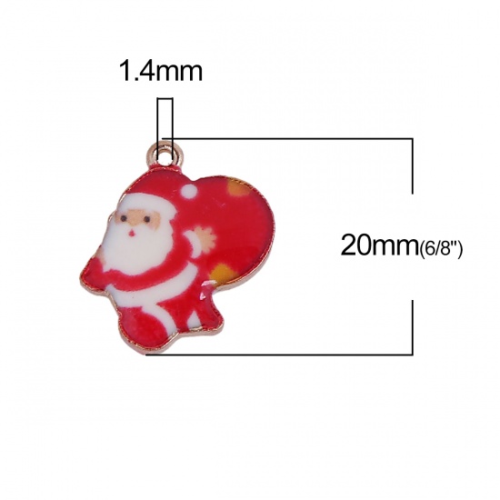 Picture of Zinc Based Alloy Charms Christmas Santa Claus Gold Plated White & Red Enamel 20mm( 6/8") x 19mm( 6/8"), 10 PCs