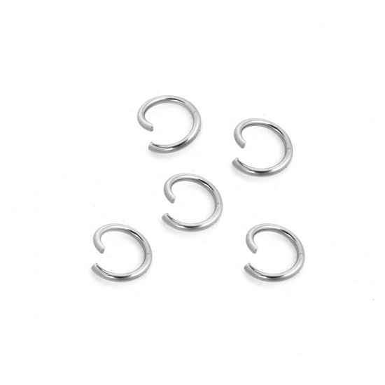 Picture of (18 gauge) 304 Stainless Steel Open Jump Rings Findings Round Silver Tone 8mm Dia., 1 Packet(about 5000 PCs)