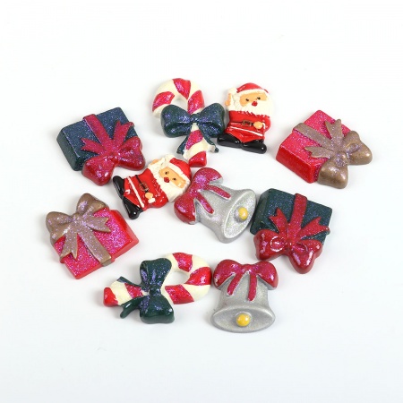 Resin Embellishments Christmas At Random 4.1cm x2.8cm(1 5/8" x1 1/8") - 2.9cm x1.9cm(1 1/8" x 6/8"), 10 PCs