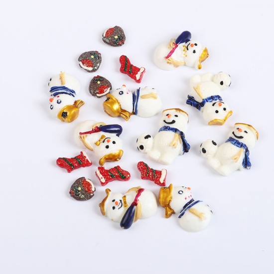 Picture of Resin Embellishments Christmas At Random 27mm x25mm(1 1/8" x1") - 12mm x11mm( 4/8" x 3/8"), 10 PCs