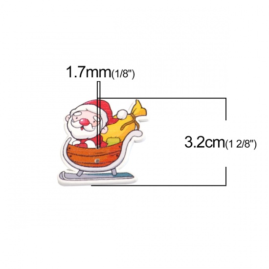 Immagine di Tre-Laminati Bottone da Cucire Scrapbook Due Fori Babbo Natale Multicolore 32mm x 31mm, 50 Pz