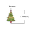 合板 縫製ボタン クリスマスツリー レッド + 緑 2つ穴 35mm x 24mm、 50 個 の画像