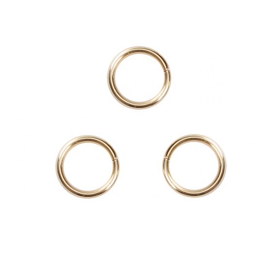 Picture of 304 Stainless Steel Opened Jump Rings Findings Gold Plated 10mm( 3/8") Dia., 20 PCs