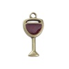 Picture of Zinc Based Alloy Charms Tableware Wine Glass Goblet Antique Bronze Red Enamel 20mm( 6/8") x 9mm( 3/8"), 30 PCs