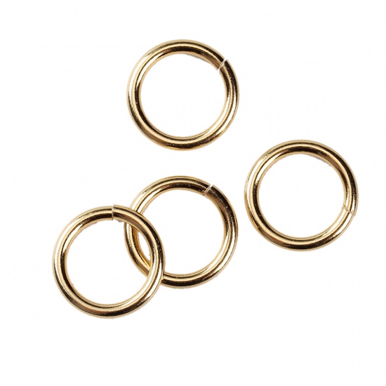 Picture of Stainless Steel Opened Jump Rings Findings Round Gold Plated 15mm( 5/8") Dia., 5 PCs