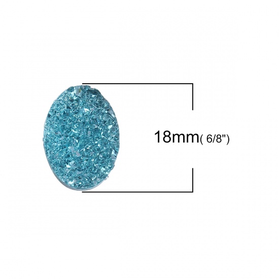 Bild von Harz Druzy Dom Cabochon Verzierung Oval Cyan 18mm x 13mm , 50 Stück