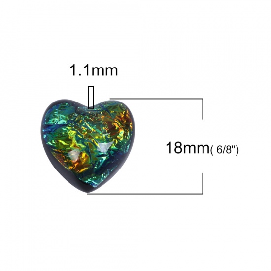 Picture of Resin AB Rainbow Color Aurora Borealis Charms (Half Drilled) Heart Purple Transparent 18mm( 6/8") x 18mm( 6/8"), 10 PCs