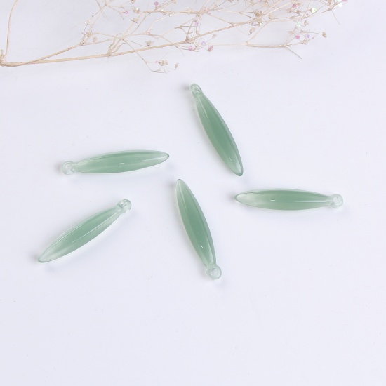 Picture of Acrylic Charms Marquise Green Marble Effect Faceted 26mm x 5mm, 50 PCs