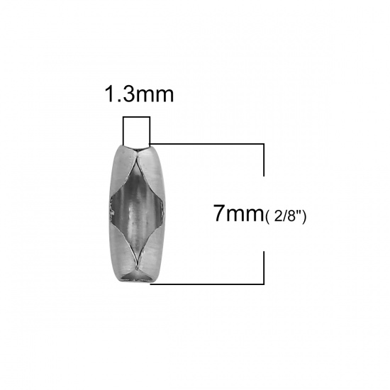 Imagen de 304 Acero Inoxidable Conector Cadena Bolas Tono de Plata (Apta 2mm Cadena Bola) 7mm x 3mm, 200 Unidades
