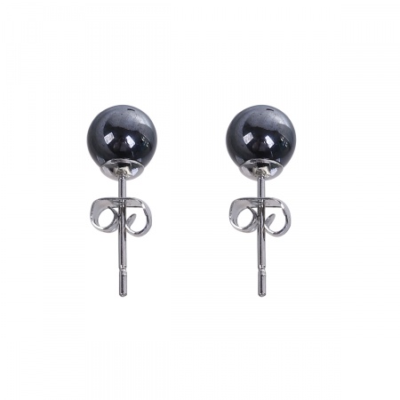 Stainless Steel & Hematite Ear Post Stud Earrings Gunmetal Black Round 19mm( 6/8") x 6mm( 2/8"), Post/ Wire Size: (21 gauge), 2 Pairs