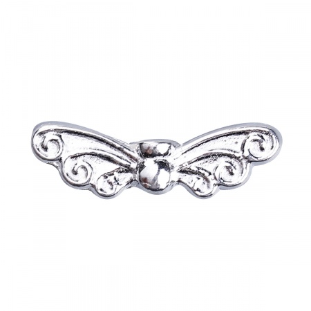 Zinc Based Alloy Spacer Beads Wing Silver Plated 22mm x 7mm, Hole: Approx 1.4mm, 100 PCs