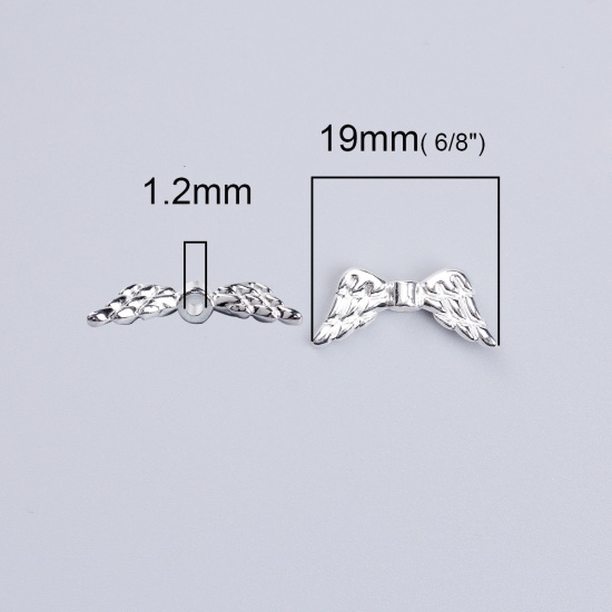 Image de Perles en Alliage de Zinc Aile Argenté 19mm x 8mm, Taille de Trou: 1.2mm, 100 Pcs