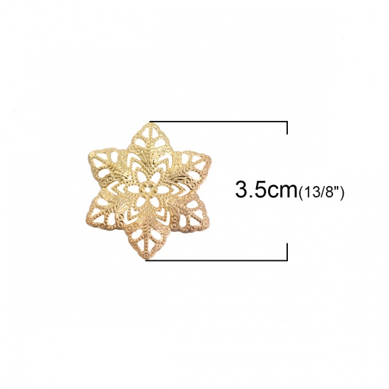 Picture of Iron Based Alloy Embellishments Flower Gold Plated Filigree Carved 35mm(1 3/8") x 31mm(1 2/8"), 50 PCs