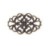 Image de Cabochons d'Embellissement en Alliage de Zinc Bronze Antique Fleurs Creuses 31mm x 20mm, 50 Pcs