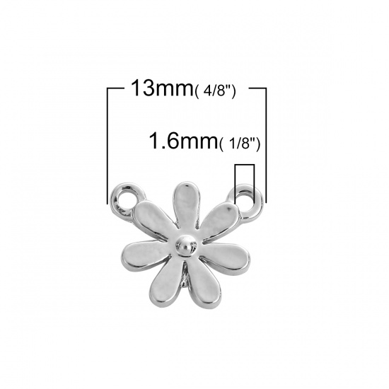 Picture of Zinc Based Alloy Connectors Daisy Flower Silver Tone 13mm x 11mm, 10 PCs