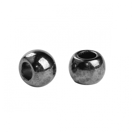 Picture of Zinc Based Alloy Spacer Beads Round Gunmetal About 10mm Dia, Hole: Approx 4.4mm, 50 PCs