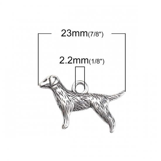 Bild von Zinklegierung Charms Hund Antiksilber 23mm x 14mm, 30 Stück