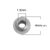 Bild von Messing Zwischenperlen Spacer Perlen Metallische Kugel Silberfarbe ca. 4mm D., Loch:ca. 1.5mm, 100 Stück                                                                                                                                                      