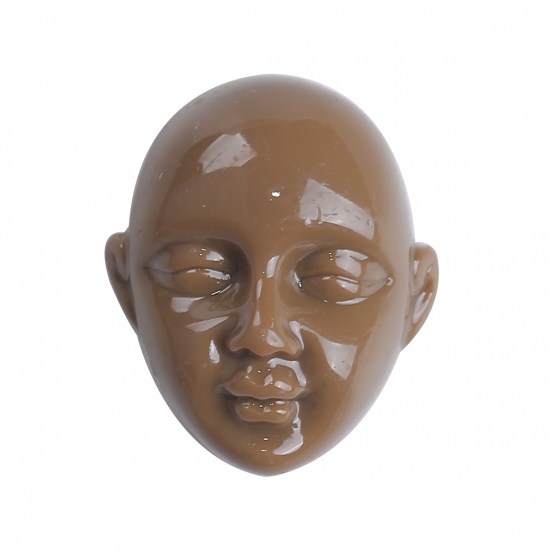 Picture of Resin Embellishments Face Brown Mask 23mm( 7/8") x 20mm( 6/8"), 20 PCs