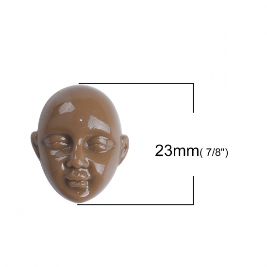 Picture of Resin Embellishments Face Brown Mask 23mm( 7/8") x 20mm( 6/8"), 20 PCs