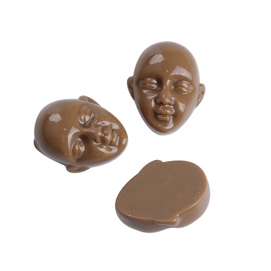 Picture of Resin Embellishments Face Brown Mask 23mm( 7/8") x 20mm( 6/8"), 20 PCs