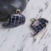 Picture of Zinc Based Alloy Charms Hat Gold Plated Black Grid Checker Enamel 20mm( 6/8") x 16mm( 5/8"), 10 PCs