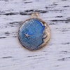 Image de Breloque Bijoux d'Océan en Alliage de Zinc Étoile de Mer Lune Rond Email Doré Bleu 27mm x 22mm, 10 Pcs