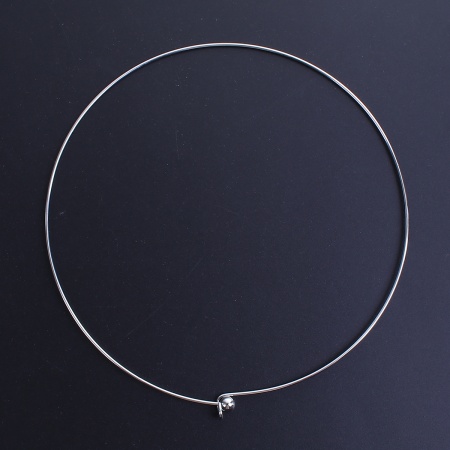 Picture of Wholesale Collar Neck Ring Necklace, Silver Tone 304 Stainless Steel, Unisex Minimalist Gift Jewelry For Retailer, 45cm(17.7") long, 1 Piece