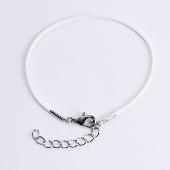 Picture of Wax Cord Braiding Bracelets White 18.5cm(7 2/8") long, 20 PCs