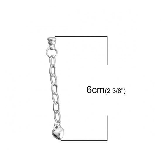 Picture of Iron Based Alloy Extender Chain For Jewelry Necklace Bracelet Silver Plated 60mm(2 3/8") long, 10 PCs