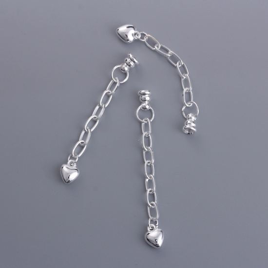 Picture of Iron Based Alloy Extender Chain For Jewelry Necklace Bracelet Silver Plated 60mm(2 3/8") long, 10 PCs