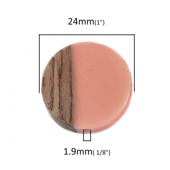 Immagine di Resina Separatori Perline Tondo Piatto Rosa & Bruno Circa 24mm Dia, Foro: Circa 1.9mm, 2 Pz