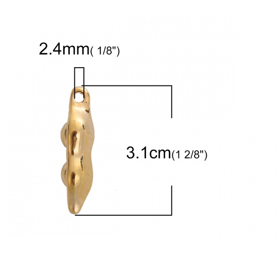 Picture of Zinc Based Alloy 3D Pendants Two Peas In A Pod Gold Plated 31mm(1 2/8") x 11mm( 3/8"), 3 PCs
