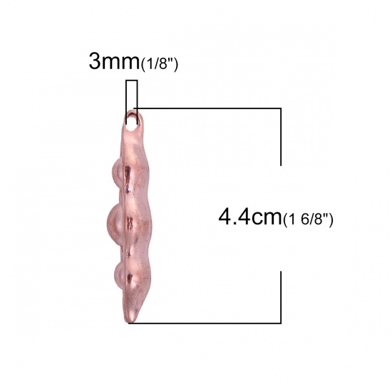 Picture of Zinc Based Alloy 3D Pendants Three Peas In A Pod Rose Gold 44mm(1 6/8") x 14mm( 4/8"), 3 PCs