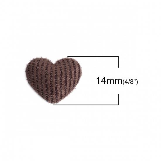Picture of Zinc Based Alloy Embellishments Heart Coffee Velvet Covered 17mm( 5/8") x 14mm( 4/8"), 10 PCs
