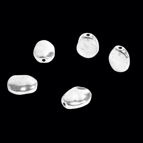Picture of Zinc Based Alloy Spacer Beads Oval Antique Silver 15mm x 12mm, Hole: Approx 1.6mm, 30 PCs