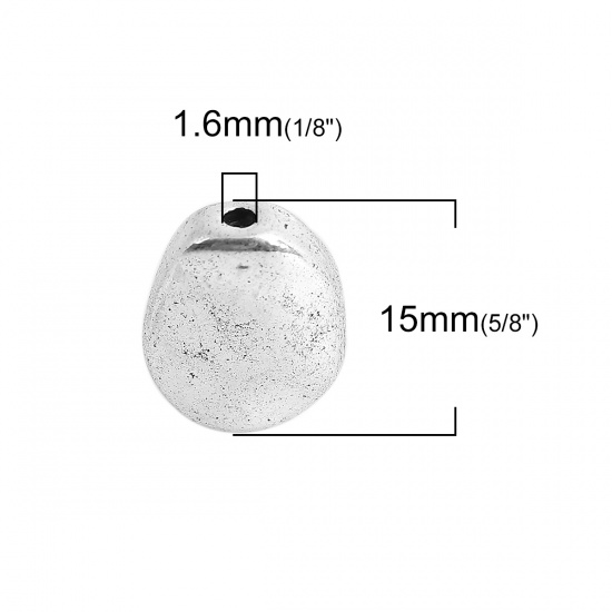 Picture of Zinc Based Alloy Spacer Beads Oval Antique Silver 15mm x 12mm, Hole: Approx 1.6mm, 30 PCs