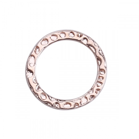 Brass Hammered Charms Circle Ring Rose Gold 11mm( 3/8") Dia, 5 PCs