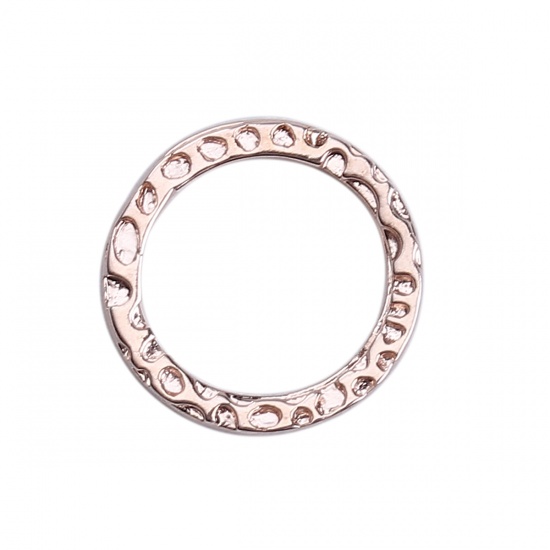 Bild von Messing Gehämmert Charms Ring Rosegold 11mm D., 5 Stück