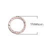 Picture of Brass Hammered Charms Circle Ring Rose Gold 11mm( 3/8") Dia, 5 PCs