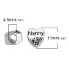 Picture of Zinc Based Alloy European Style Large Hole Charm Beads Heart Antique Silver Flower Vine Message " Nanny " About 11mm( 3/8") x 11mm( 3/8"), Hole: Approx 4.5mm, 10 PCs