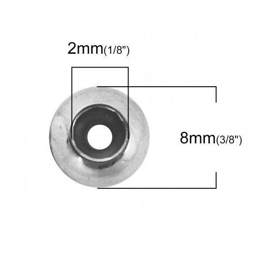 Immagine di Ottone Separatori Perle Fermaglio Scorrevole e Regolabile Tondo Tono Argento Circa 8mm Dia, Foro:Circa 2mm, 5 Pz                                                                                                                                              