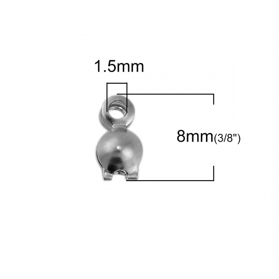 Immagine di 304 Acciaio Inossidabile Coprinodo con Gancio catena connettore chiusura Tono Argento (Adatta a catena a perline da 4mm) 8mm x 4mm, 50 Pz