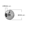 304ステンレス鋼 ビーズ 円形 シルバートーン 格子柄 8mm x 7mm、 穴：約 2.8mm、 5 個 の画像