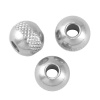 Picture of 304 Stainless Steel Spacer Beads Round Silver Tone Grid Checker 8mm( 3/8") x 7mm( 2/8"), Hole: Approx 2.8mm, 5 PCs