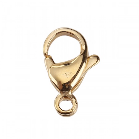 5 PCs Eco-friendly PVD Vacuum Plating 304 Stainless Steel Lobster Clasp Findings Gold Plated 13mm x 8mm