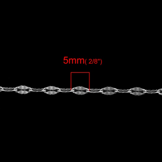 Immagine di 304 Acciaio Inossidabile Catena Carambola Collana Tono Argento 50cm Lunghezza, Dimensione della Catena 5x2.3mm, 1 Pz
