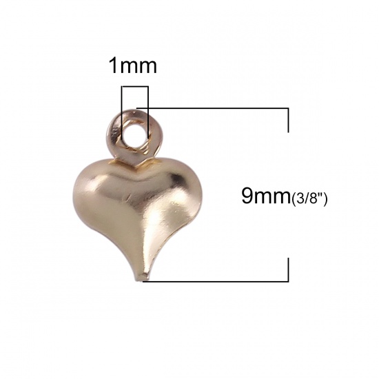 Bild von Messing Charms Herz Vergoldet 9mm x 6mm, 100 Stück